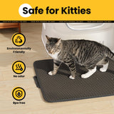 Cat Litter Mat Compact Size 23.6"X14.6" for Small Spaces, Upgrade Waterproof Leakproof Back Layer, Honeycomb Trapping Mat, Washable, Easy to Clean, Scatter Control Kitty Litter Matt, Black