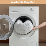 round Calming Small Dog Bed Cat Bed for Comfy Sleeping, Cute Washable Puppy Bed with Fluffy Plush, Faux Fur anti Anxiety Pet Bed Donut Cuddler (24 X 24 X 8 Inch, Light Grey)