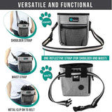 Dog Treat Pouch, Pet Treat Pouch for Training, Dog Walking Bag Holder for Kibbles, Pet Food Toy, Dog Trainer Essentials Supplies, Poop Bag Dispenser, 3 Ways to Wear (Heather Gray)