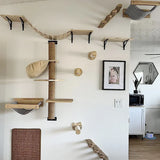 Cat Wall Climbing Shelf Steps Ladder Scratching Post Scratcher Bed Hiding House for Cats Tree Tower Pet Furniture Accessories
