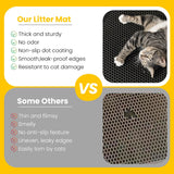 Cat Litter Mat Compact Size 23.6"X14.6" for Small Spaces, Upgrade Waterproof Leakproof Back Layer, Honeycomb Trapping Mat, Washable, Easy to Clean, Scatter Control Kitty Litter Matt, Black