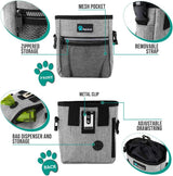 Dog Treat Pouch, Pet Treat Pouch for Training, Dog Walking Bag Holder for Kibbles, Pet Food Toy, Dog Trainer Essentials Supplies, Poop Bag Dispenser, 3 Ways to Wear (Heather Gray)