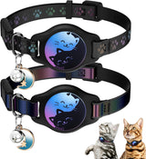 Airtag Cat Collar Breakaway, 2 Pack Cat Collar with Apple Airtag Holder | Reflective Waterproof Cat Collar with Bell, Easy Tracker with Airtag Collar, Adjustable 8-12In Lightweight & Comfortable